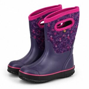 Bogs Winter Rain Snow Mud Boots Girls 13 Purple Floral Waterproof Insulated